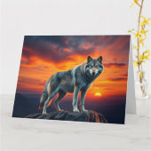 Lone Wolf at Sunset カード (黄色い花)