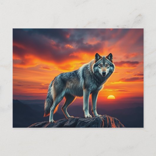 Lone Wolf at Sunset ポストカード (正面)