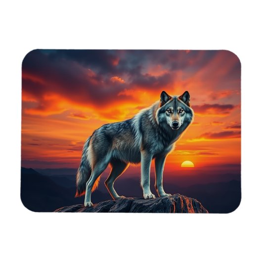 Lone Wolf at Sunset マグネット (横)