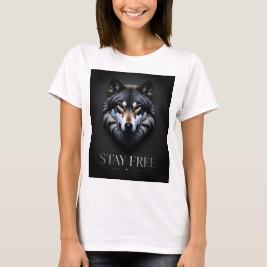 Lone Wolf Design - Stay Free Tシャツ (正面)