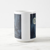 Lone Wolf Howling at the Moon Night Forest Art コーヒーマグカップ (中央)