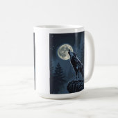 Lone Wolf Howling at the Moon Night Forest Art コーヒーマグカップ (正面右)