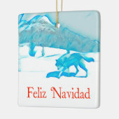 Lone Wolf In Winter - Feliz Navidad セラミックオーナメント (左)