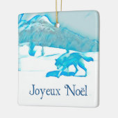 Lone Wolf In WInter - Joyeux Noel セラミックオーナメント (左)