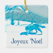 Lone Wolf In WInter - Joyeux Noel セラミックオーナメント (正面)