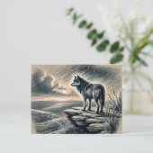 Lone Wolf on Cliff Looking into Distance ポストカード (スタンド正面)