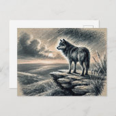 Lone Wolf on Cliff Looking into Distance ポストカード (正面/裏面)