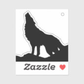 Lone Wolf Standing on a Hill Black Blue Pop Art シール (シート)