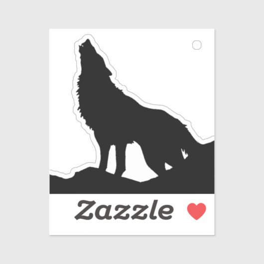 Lone Wolf Standing on a Hill Black Blue Pop Art シール (シート)