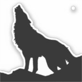 Lone Wolf Standing on a Hill Black Blue Pop Art シール (正面)