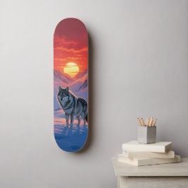 Lone Wolf Stands Against The Sunset Skateboard スケートボード
