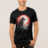 Lone Wolf Under Moon – Red Forest Art トライブレンドＴシャツ (正面)