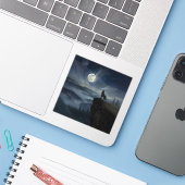 Lone Wolf Under the Moon – A Timeless Painting シール (ノートパソコンとiPhone)