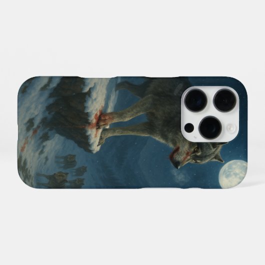 Lone Wolf Under the Moon | Alpha Strength iPhoneケース (裏面横)