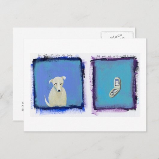 Lonely Dog -おもしろい絵画の携帯電話アート ポストカード (正面/裏面)