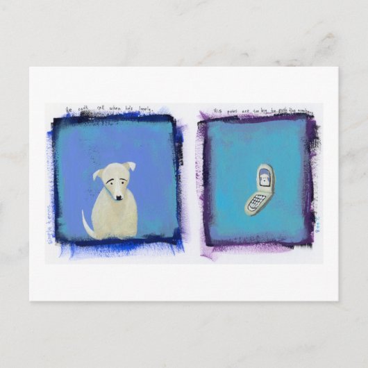 Lonely Dog -おもしろい絵画の携帯電話アート ポストカード (正面)