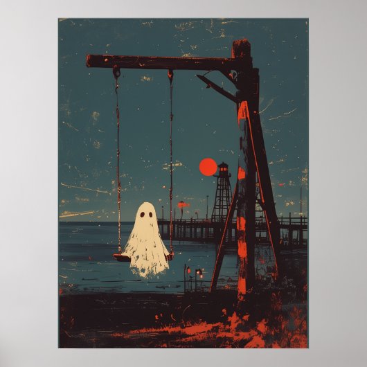 Lonely Ghost on the Swing at Seaside ポスター (正面)