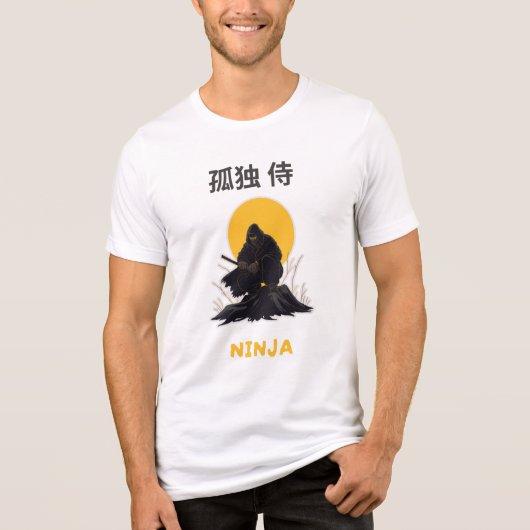 Lonely Ninja Samurai Art Design トライブレンドTシャツ (正面)