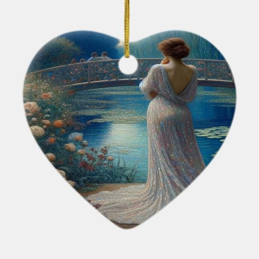 Lonely Woman Looking At Others Valentine Tree セラミックオーナメント (裏面)