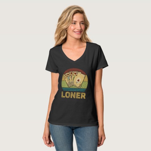 Loner Vintage  Euchre Card Game Tシャツ (正面フル)