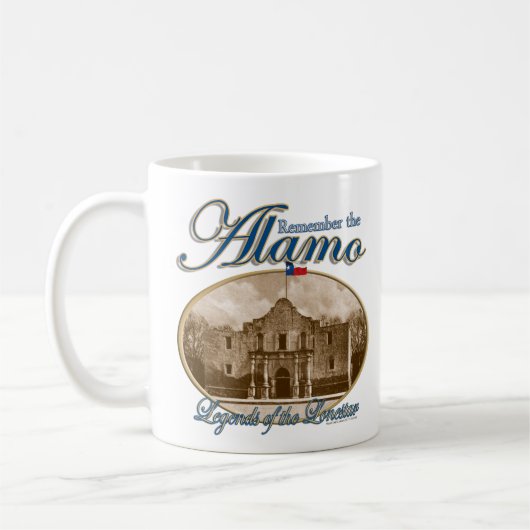 Lonestarの伝説はアラモのマグを覚えています コーヒーマグカップ (左)