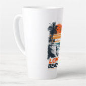 Long Beach California Retro Sunset Palm Tree Beach カフェラテマグ (左アングル)