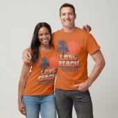 Long Beach California Retro Sunset Palm Tree Cali  Tシャツ (ユニセックス)