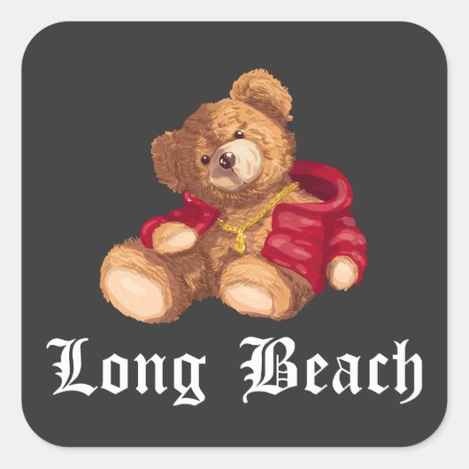 Long Beach Teddy Urban Streetwear スクエアシール (正面)