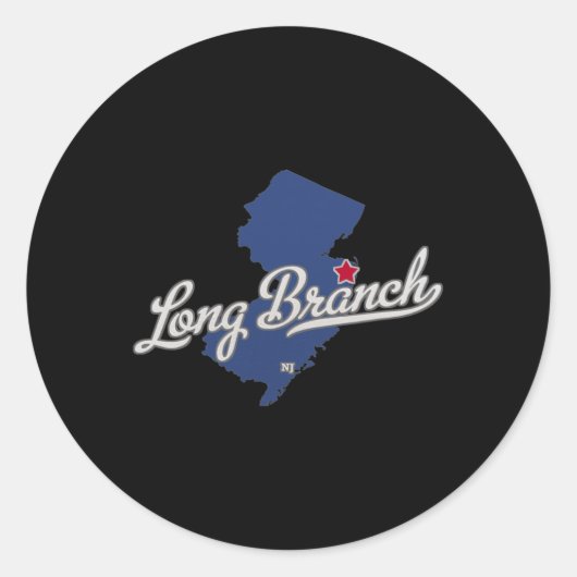 Long Branch New Jersey Nj Map ラウンドシール (正面)