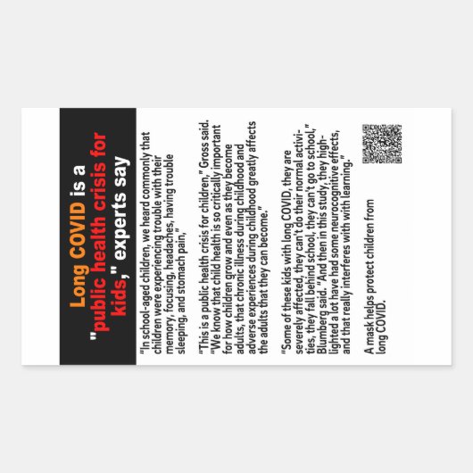 Long Covid in children紙シール 長方形シール (正面)