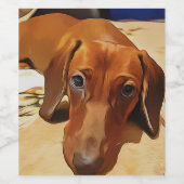 Long Dachshund Is Lying On The Bed ワインラベル (シングルラベル)