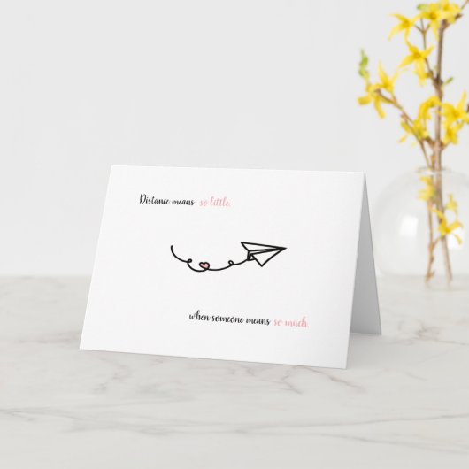 Long distance relationship cute paper plan heart  カード (黄色い花)