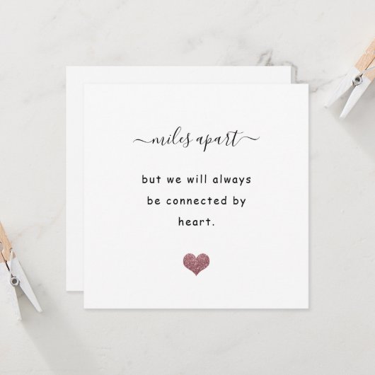 Long distance relationship miles glitter heart カード (正面/裏面インサイチュ)