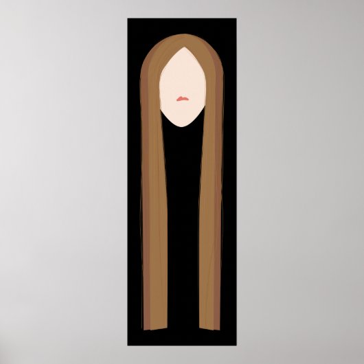 Long Hair Art | Minimalist Modern Portrait  ポスター (正面)