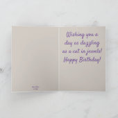 Long Hair Cat Jewels Personalized Birthday Card カード (内部)