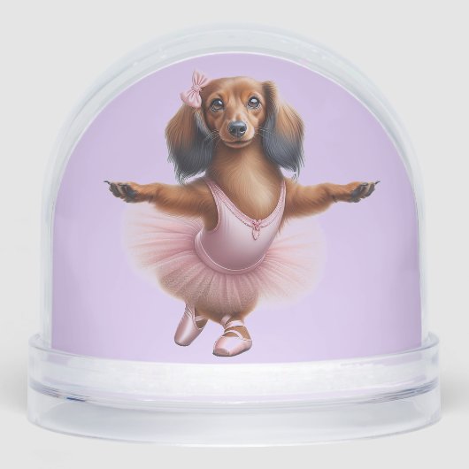 LONG HAIR DACHSHUND BALLERINA SNOW GLOBE (正面)