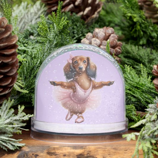 LONG HAIR DACHSHUND BALLERINA SNOW GLOBE (冬)
