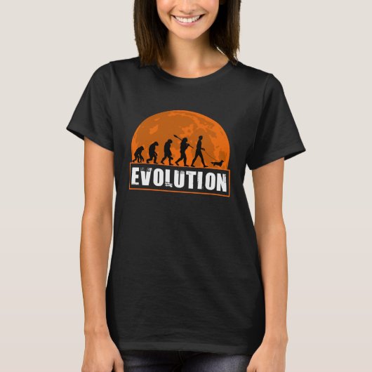 Long Haired Dachshund Dog Dad Human Evolution Tシャツ (正面)