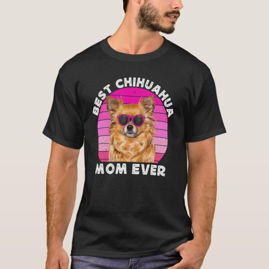 Long Haired Hair Chihuahua Mom Brown Chiwawa  Dog  Tシャツ (正面)