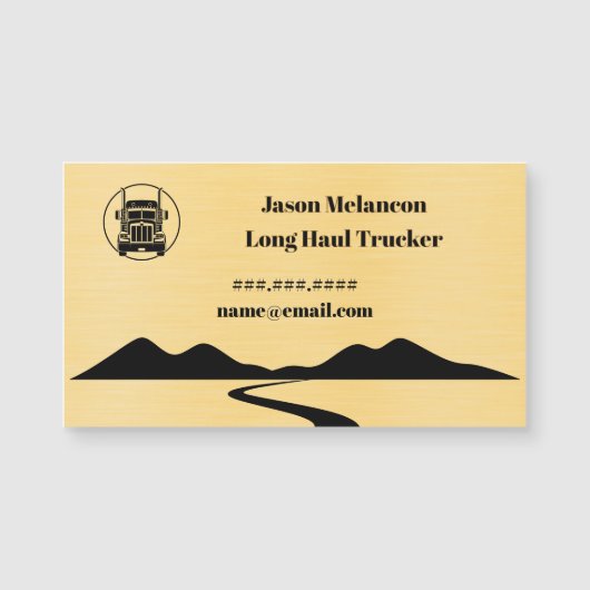 Long Haul Trucker Gold Truck Road Mountain Magnet (正面)