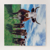 Long Horn Cattle ジグソーパズル (横)