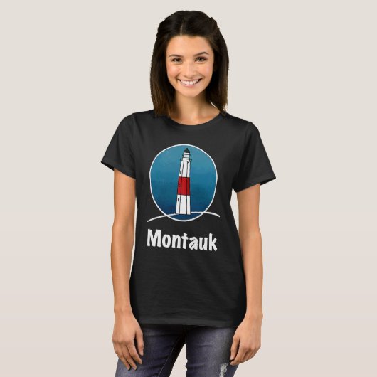 Long Island lighthouse Montauk Tシャツ (正面フル)