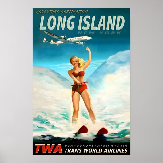 Long Island New York TWA Trans World Airlines ポスター (正面)