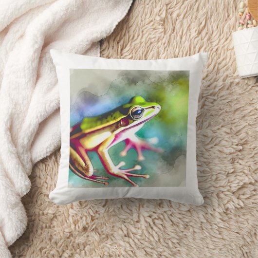 Long legged frog 100924AREF149 - Watercolor クッション (ブランケット)