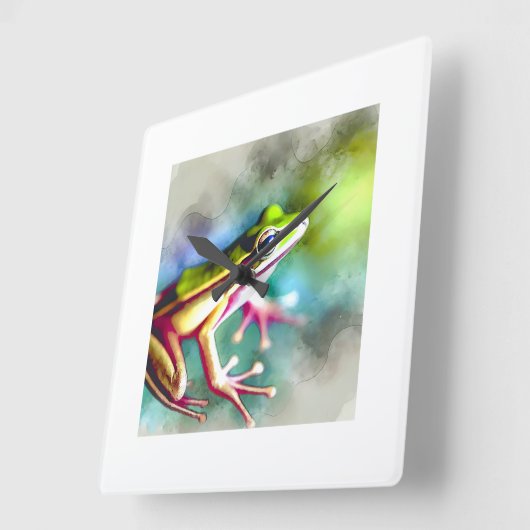 Long legged frog 100924AREF149 - Watercolor スクエア壁時計 (傾斜)