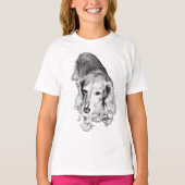 Long Lines, Quiet Strength – Long-Haired Dachshund Tシャツ (正面)
