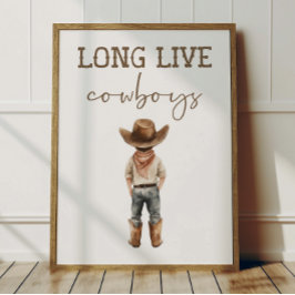 Long Live Cowboys Poster Kids Western Room Decor ポスター