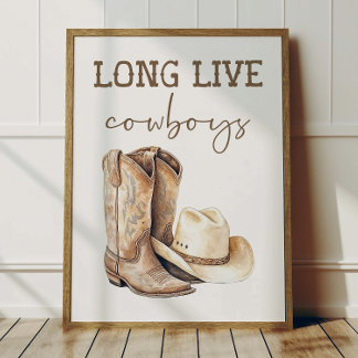 Long Live Cowboys Poster Kids Western Room Decor ポスター