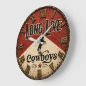 Long Live Cowboys Rustic Western Ranch Farmhouse ラージ壁時計 (傾斜)