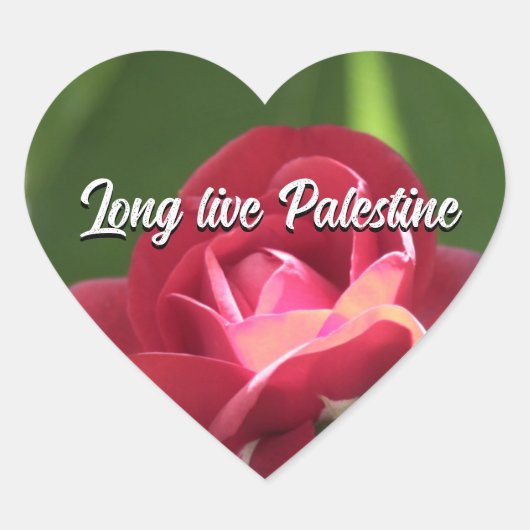 Long live Palestine rose vert coeur Autocollant ハートシール (正面)